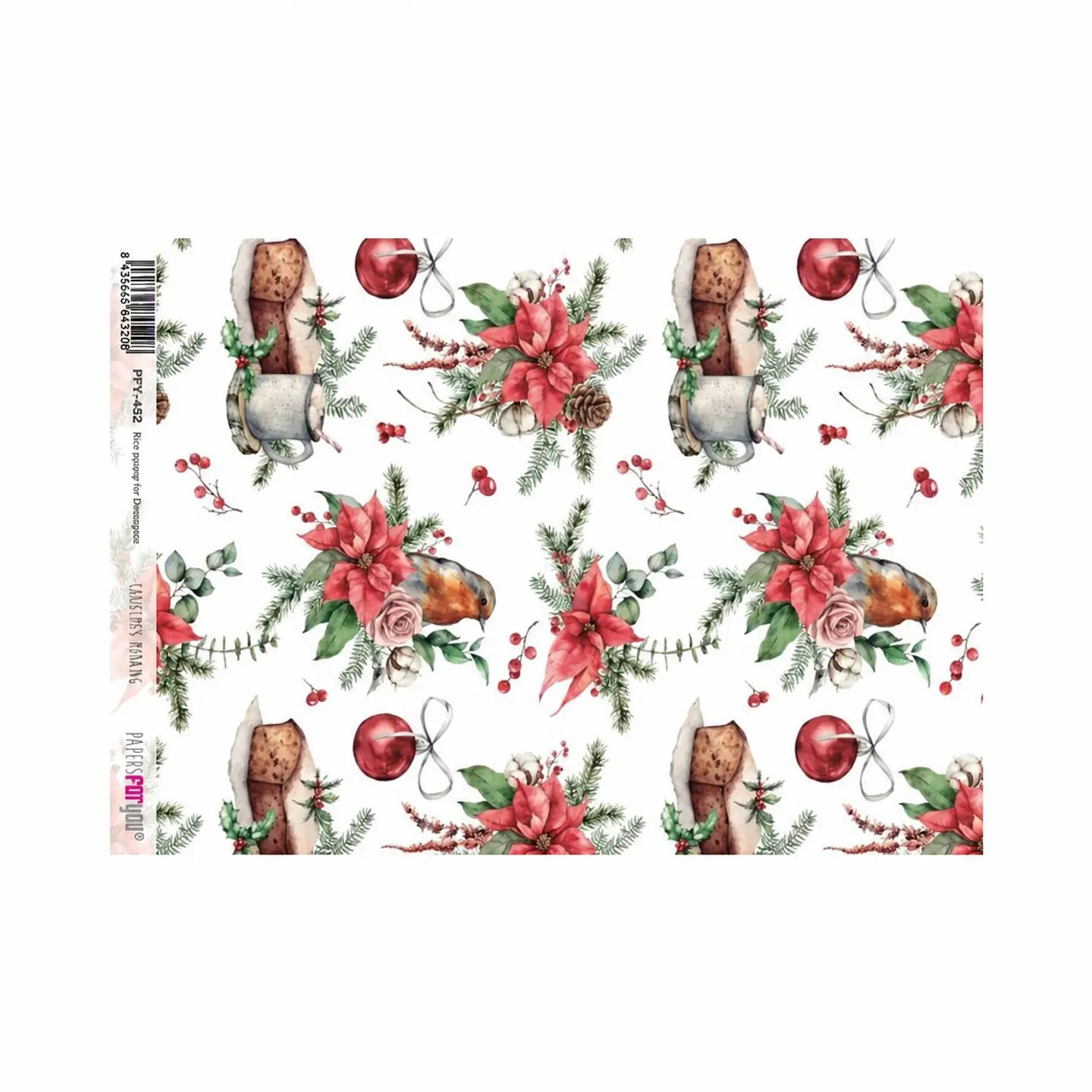 Papel de arroz A4 Papers for You — Christmas — Padrão de Natal — PFY-4452 1