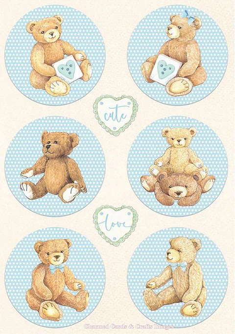 Papel de arroz A4 Stamperia — Daydream — Ursinhos azuis — DFSA4677