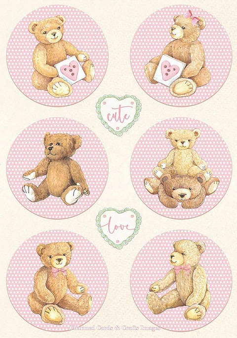 Papel de arroz A4 Stamperia — Daydream — Ursinhos rosa — DFSA4678