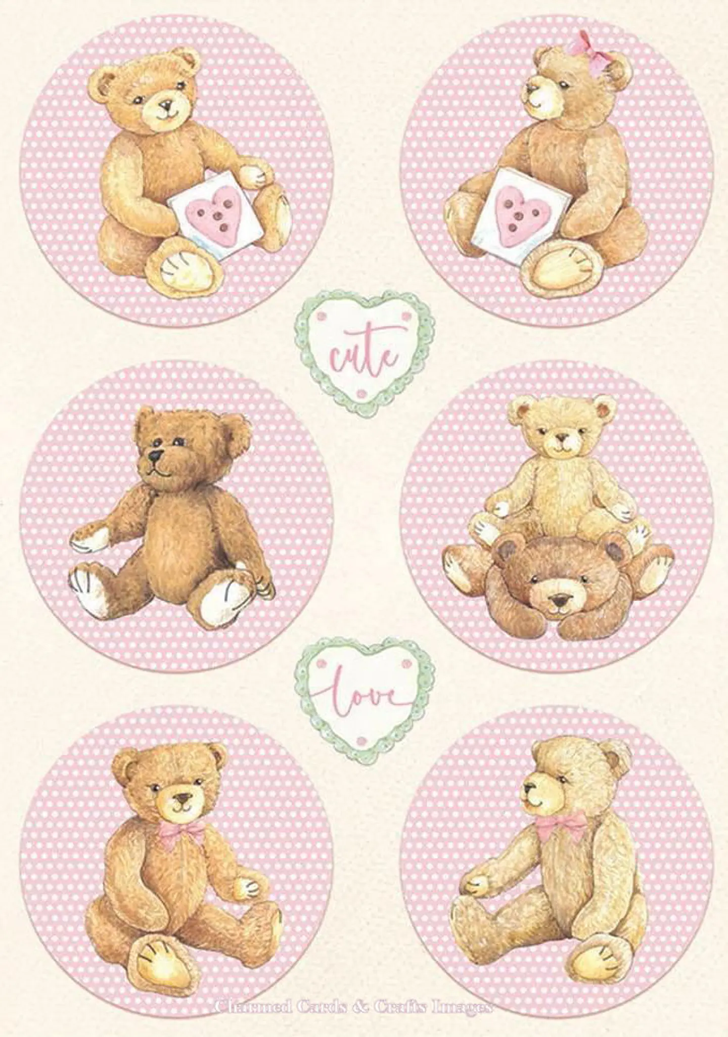 Papel de arroz A4 Stamperia — Daydream — Ursinhos rosa — DFSA4678 1