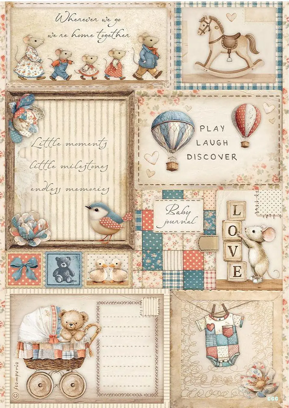 Papel de arroz A4 Stamperia — Baby — Cartões — DFSA41089 1