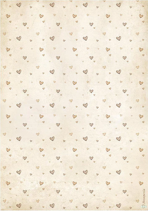 Papel de arroz A4 Stamperia — Baby — Padrão de corações — DFSA41092