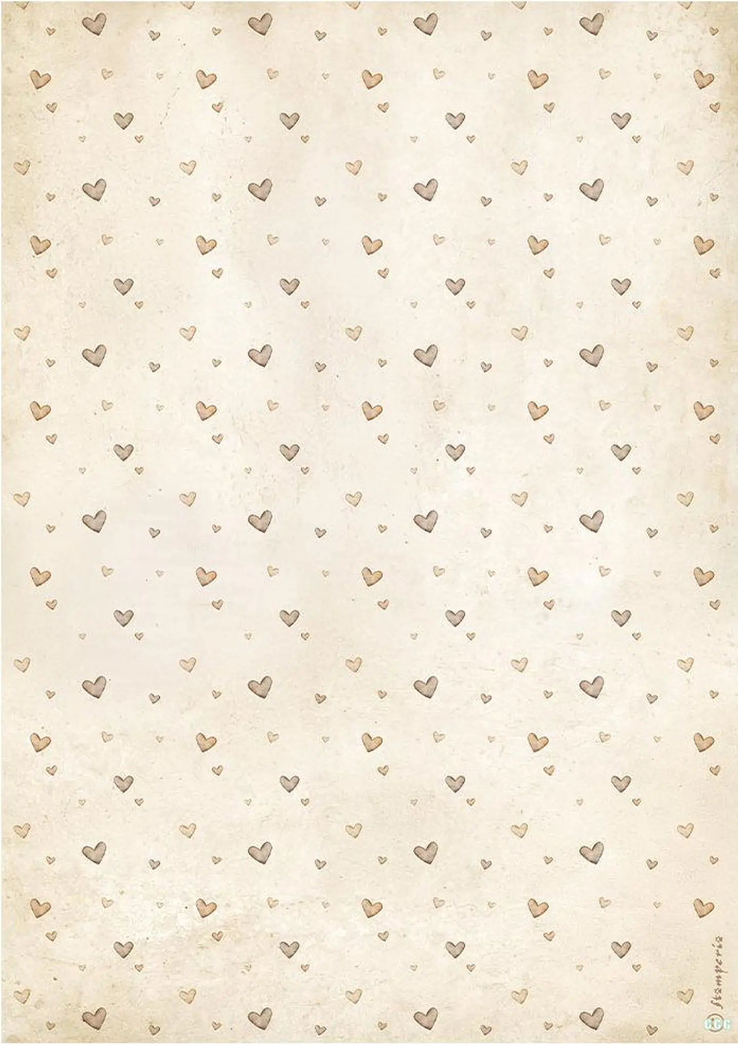 Papel de arroz A4 Stamperia — Baby — Padrão de corações — DFSA41092 1