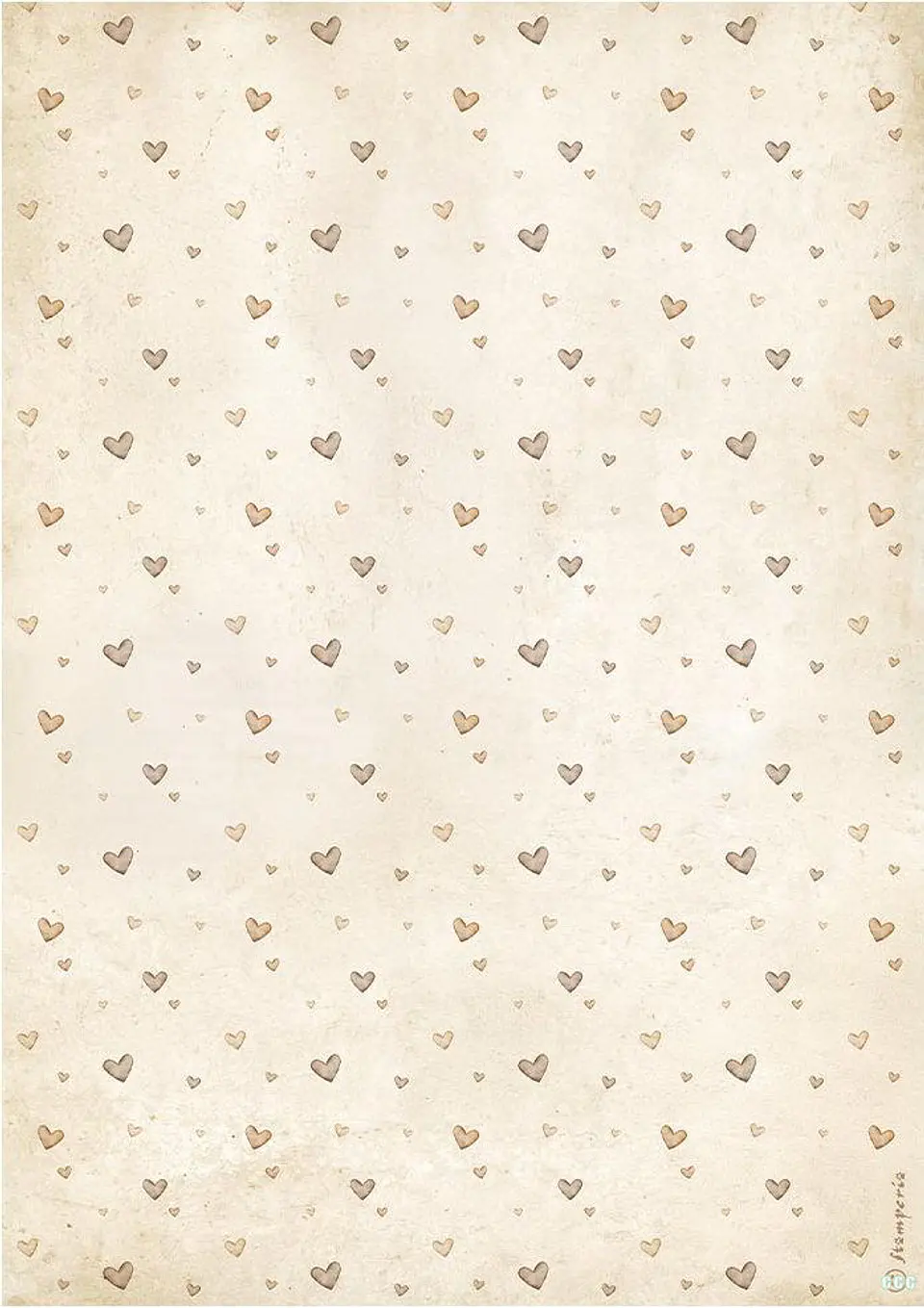 Papel de arroz A4 Stamperia — Baby — Padrão de corações — DFSA41092 1