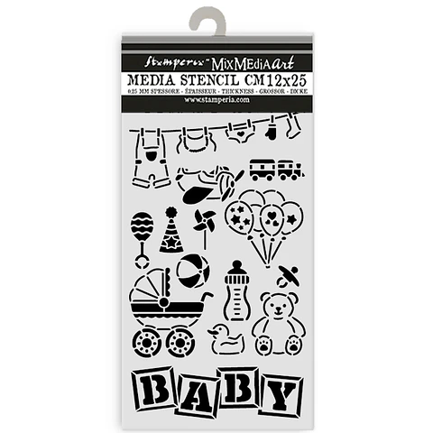 Stencil Stamperia 12×25 cm — Baby — Elements (KSTDL145)