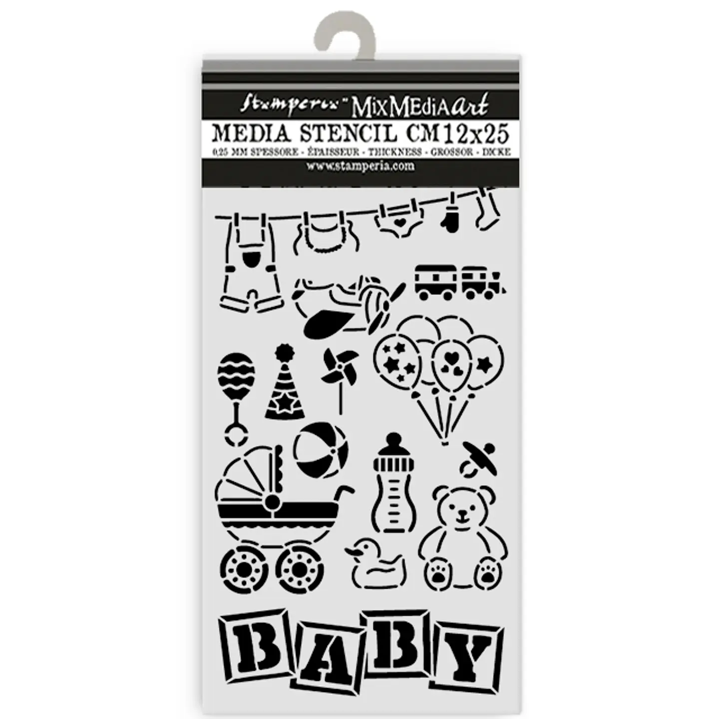Stencil Stamperia 12×25 cm — Baby — Elements (KSTDL145) 1