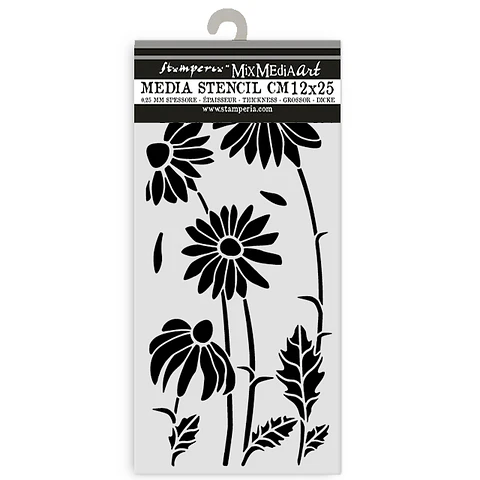 Stencil Stamperia 12×25 cm — Daisy Art — Margaridas artísticas (KSTDL146)