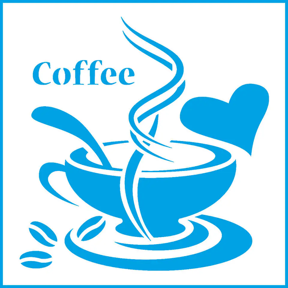 Stencil Litoarte 10×10 cm — Coffee Love (STX-234) 1