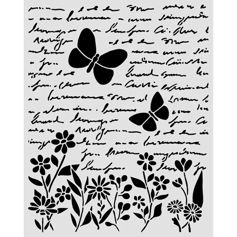 Stencil Stamperia 20×25 cm — Daisy Art letter and butterfly (KSTD199)