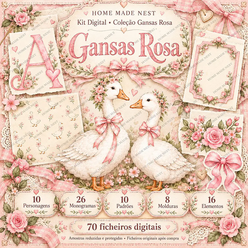 Gansas Rosa — Kit Digital de Scrapbooking | 70 PNG 1