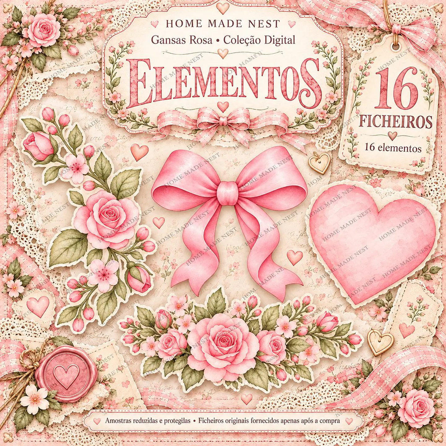 Gansas Rosa — Kit Digital de Scrapbooking | 70 PNG 6