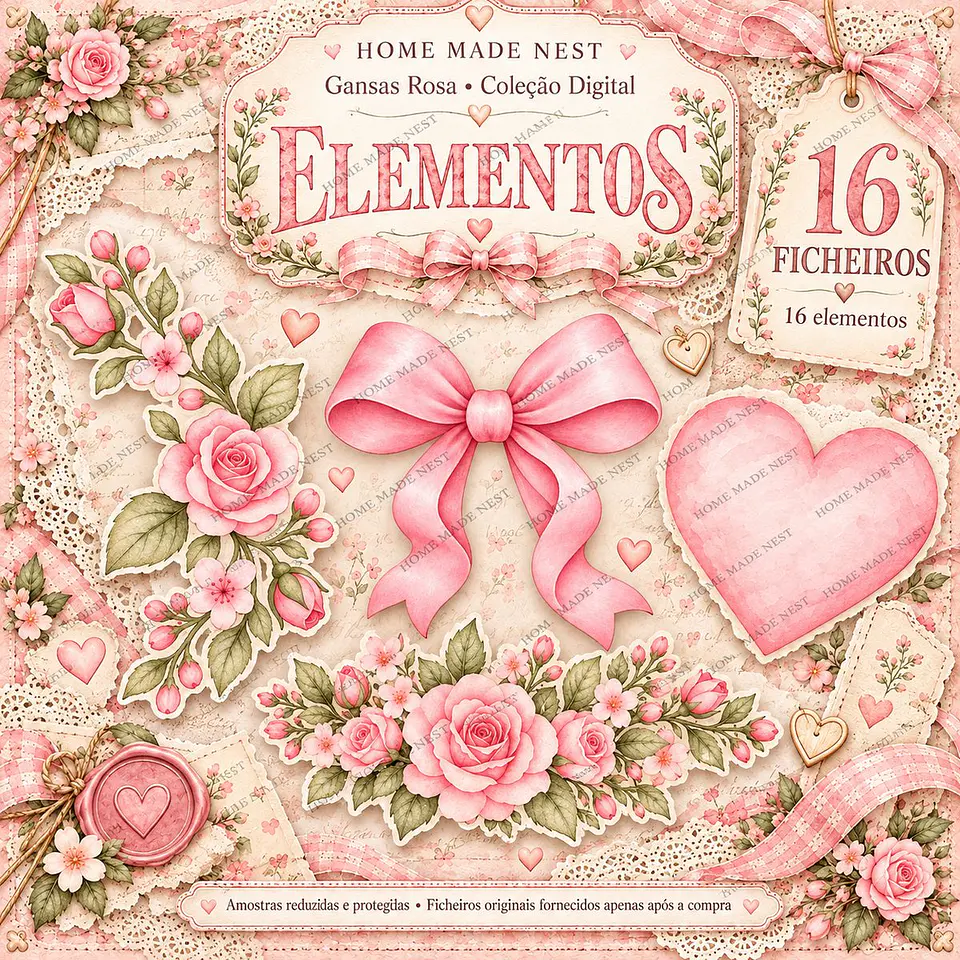 Gansas Rosa — Kit Digital de Scrapbooking | 70 PNG 6