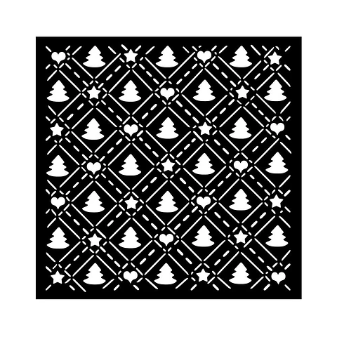 Stencil Stamperia 18×18 cm — Candy Christmas tree pattern (KSTDQ123)
