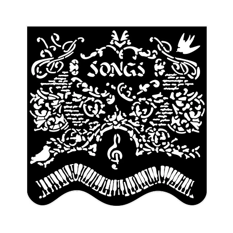 Stencil Stamperia 18×18 cm — Music songs and piano (KSTDQ119)