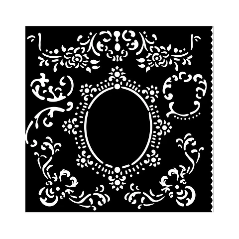 Stencil Stamperia 18×18 cm — House of Roses border with frame (KSTDQ121)