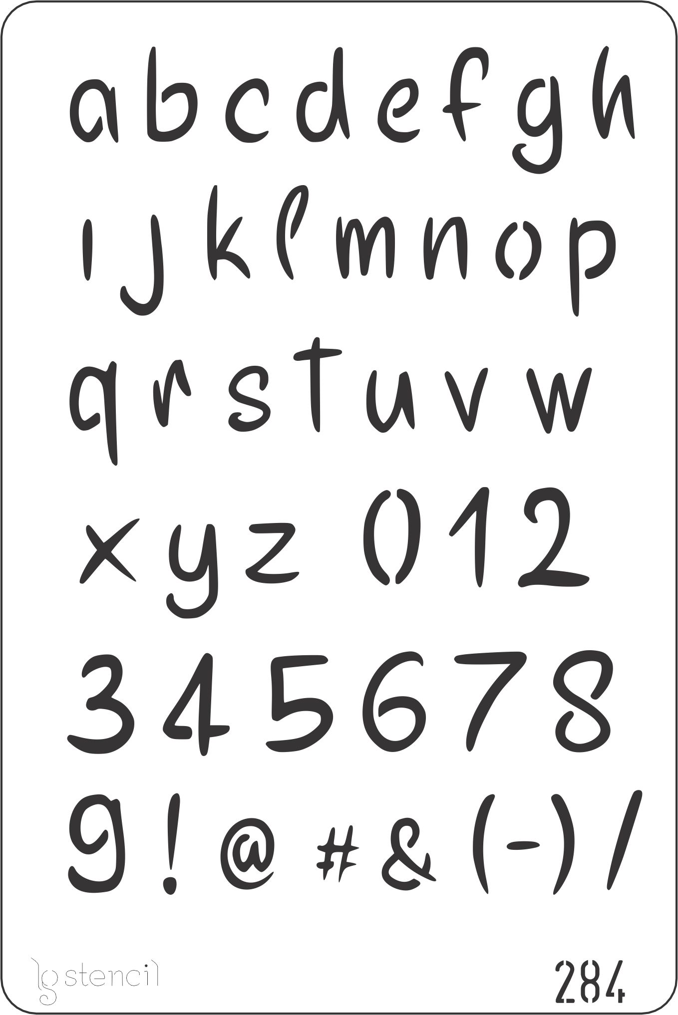 Stencil LG 20 × 30 cm — 284 ABECEDARIO, NUMEROS E SIMBOLOS