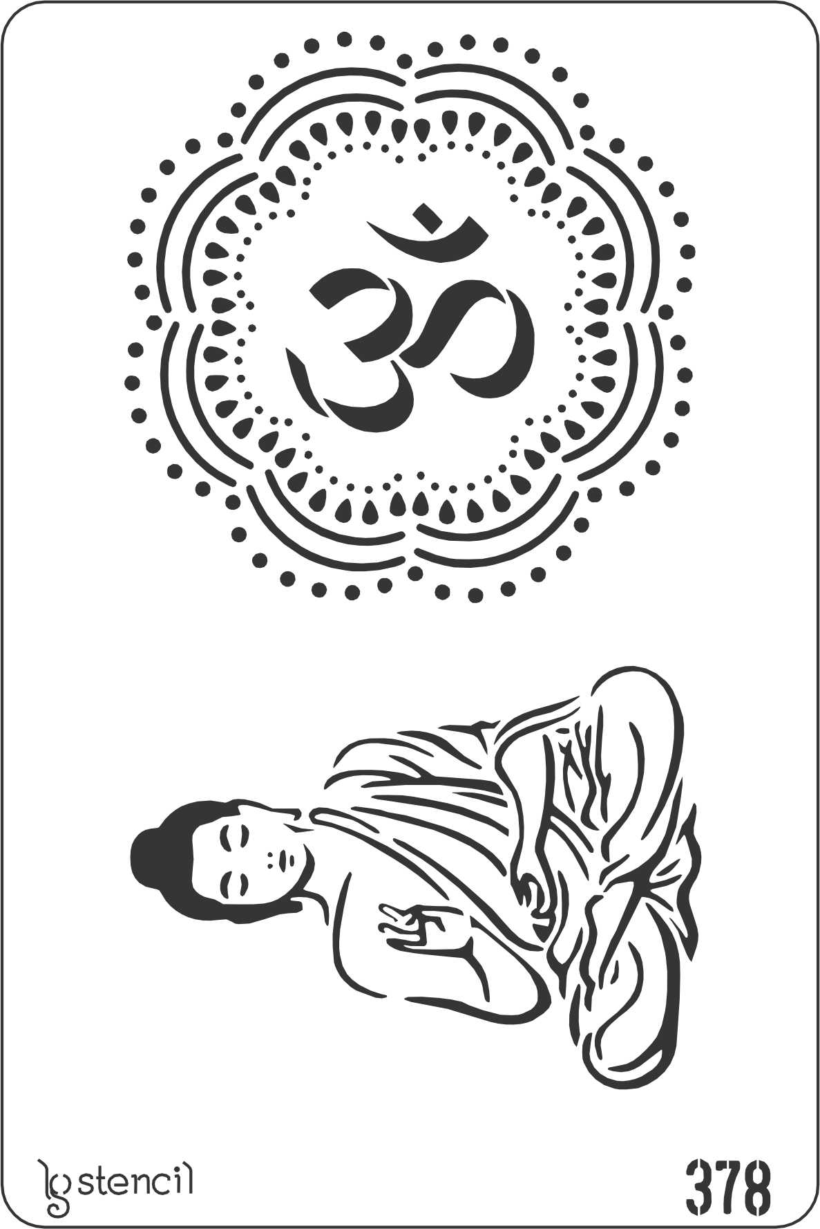 Stencil LG 20 × 30 cm — 378 MANDALA + BUDA 1