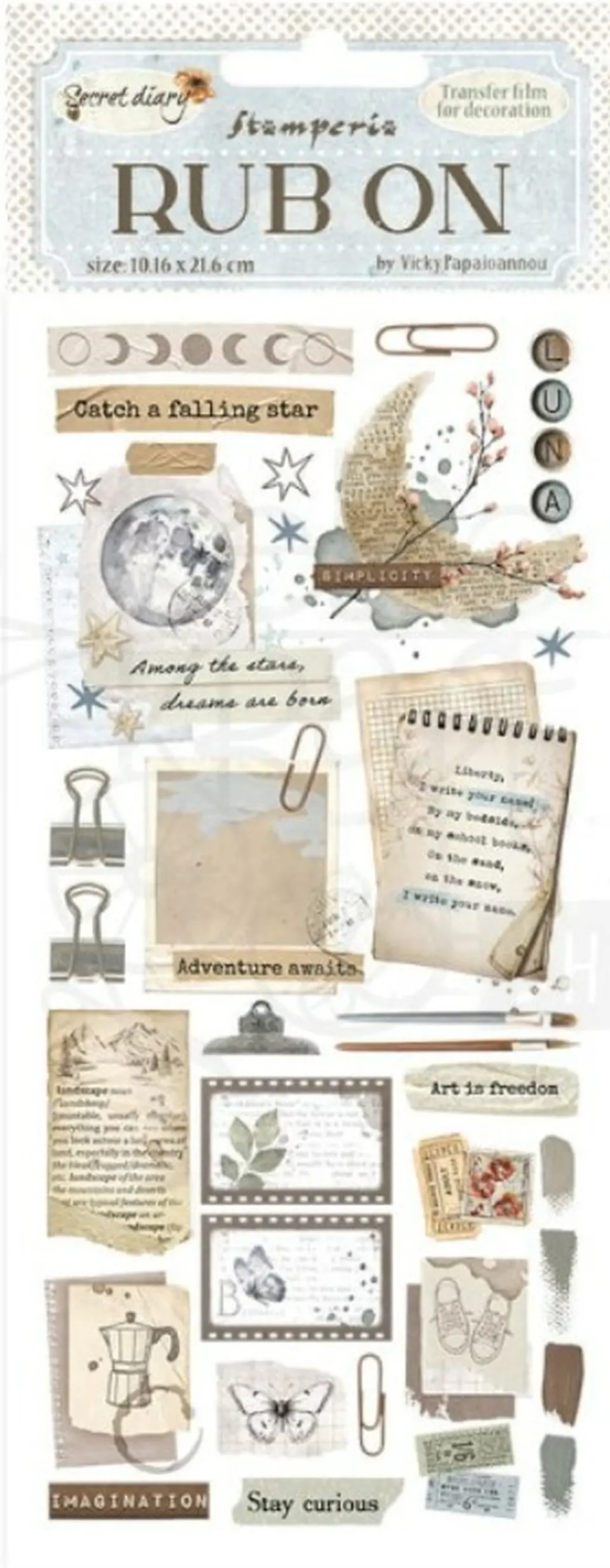 Rub-on Stamperia — Secret Diary — Notes and Labels 2
