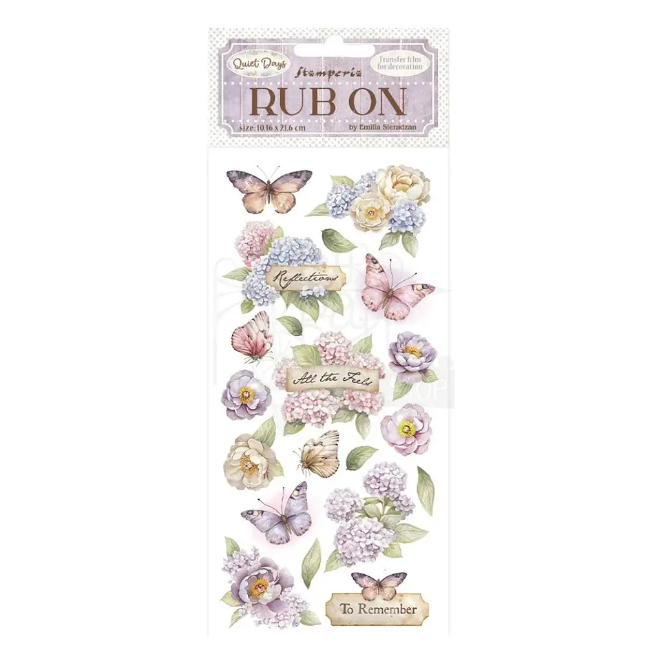 Rub-on Stamperia — Quiet Days — Hydrangea and Butterfly 1
