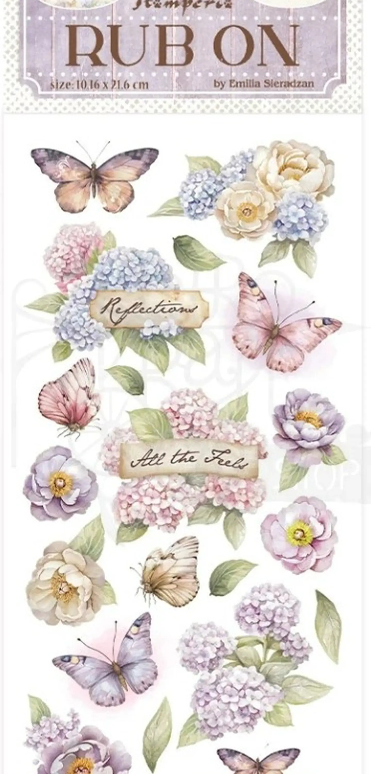Rub-on Stamperia — Quiet Days — Hydrangea and Butterfly 2