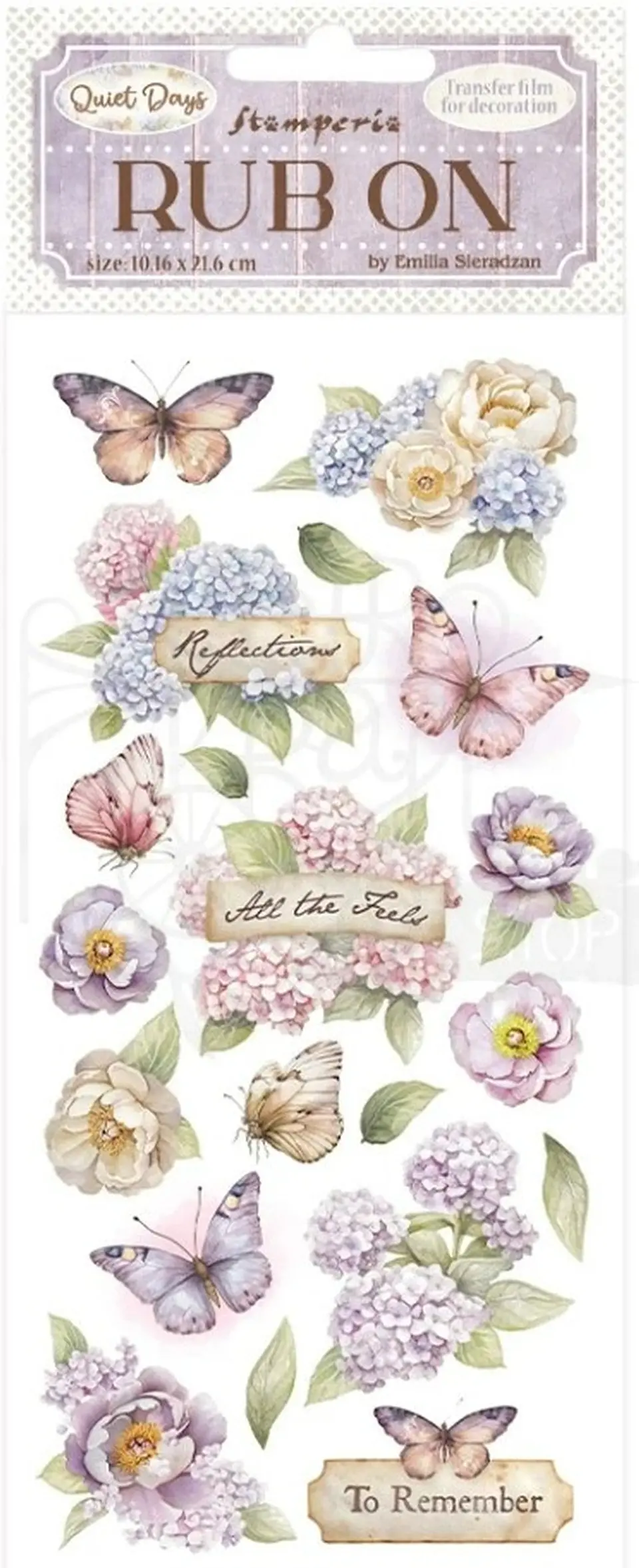 Rub-on Stamperia — Quiet Days — Hydrangea and Butterfly 2