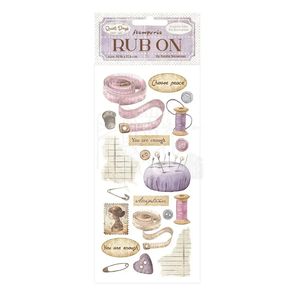 Rub-on Stamperia — Quiet Days — Sewing 1