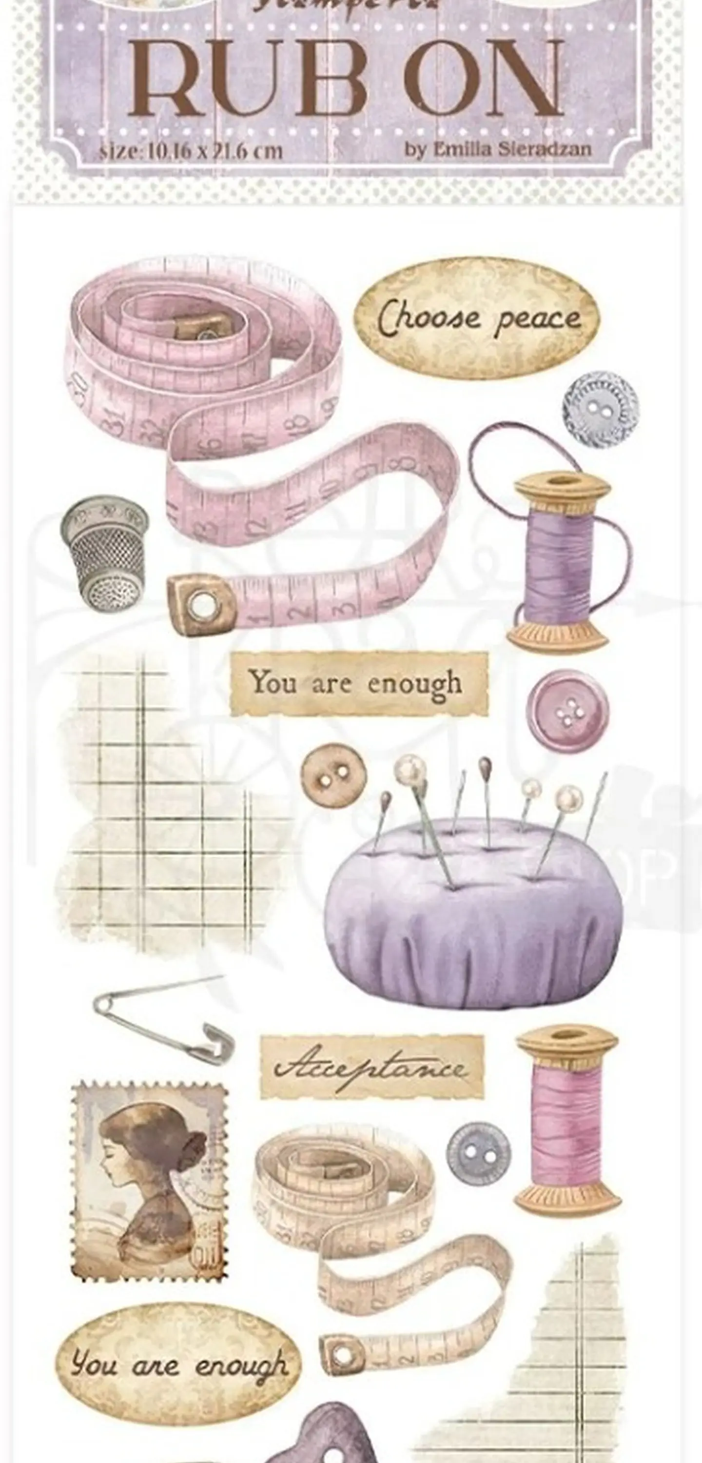 Rub-on Stamperia — Quiet Days — Sewing 2