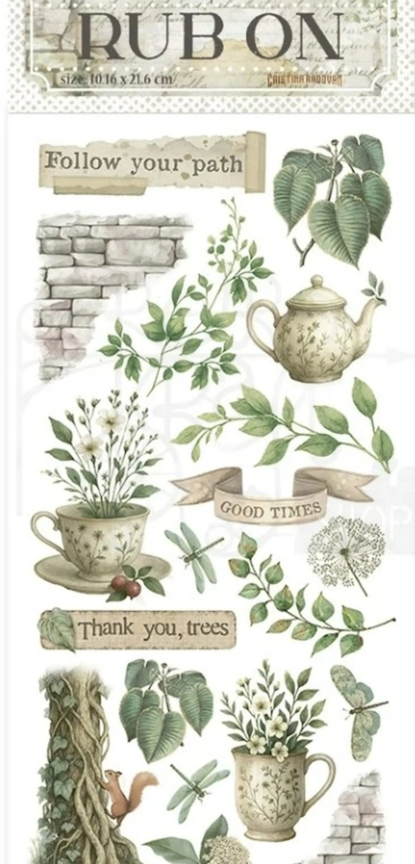 Rub-on Stamperia — Herbarium Silvae — Tea Time 2