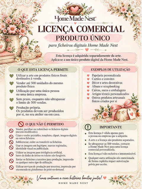 Licença Comercial para Produto Único — Home Made Nest