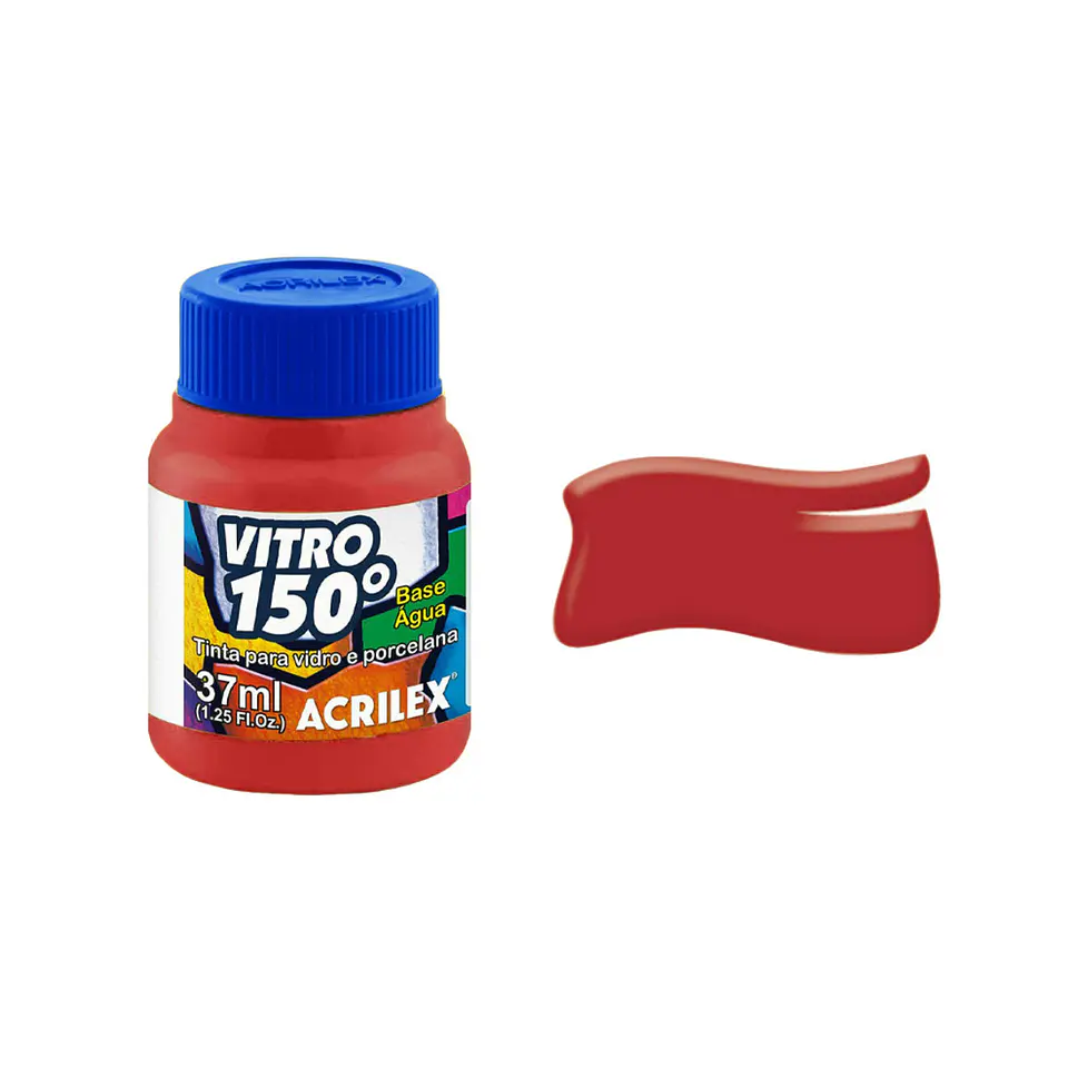 Tinta Acrilex Vitro 150º — Vermelho Escarlate (508) — 37 ml 1