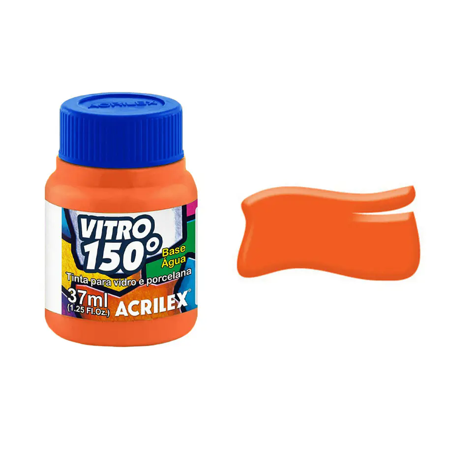 Tinta Acrilex Vitro 150º — Laranja (517) — 37 ml 1
