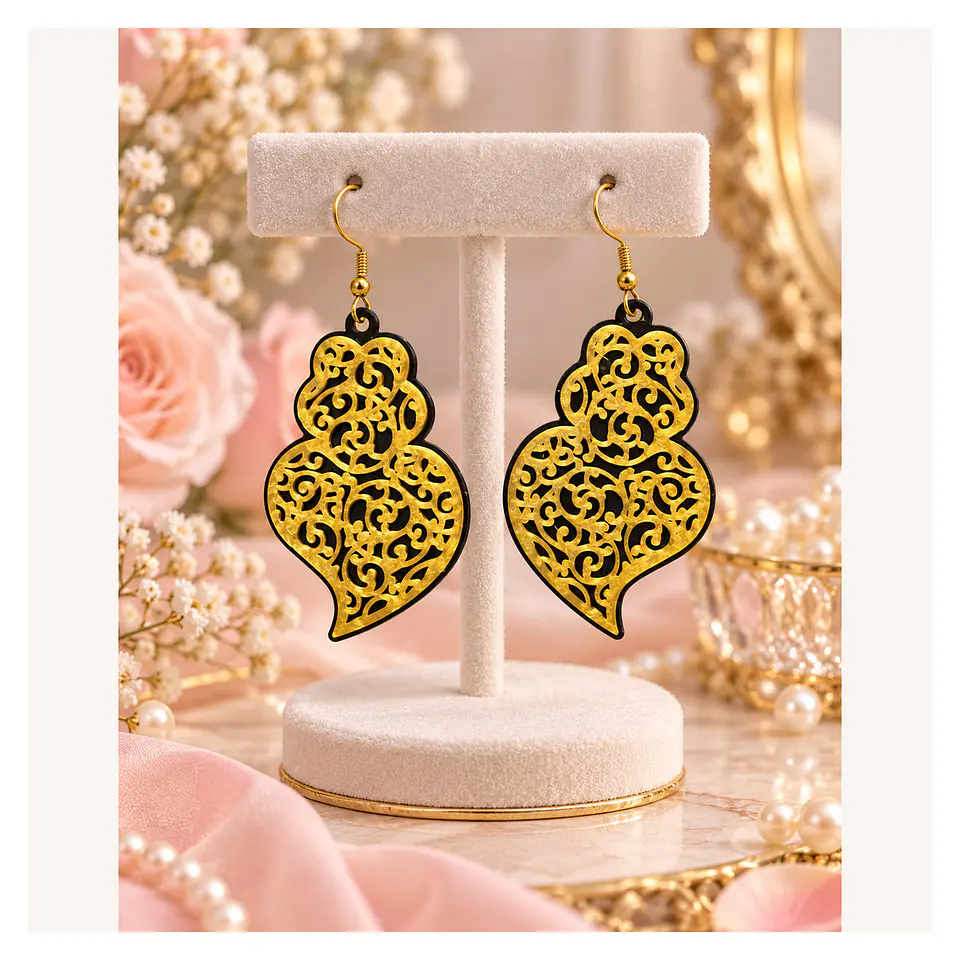 Brincos Rendilhado Dourado — B01-004 1