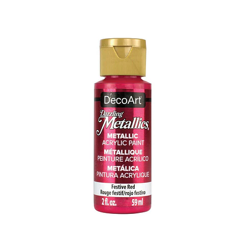 Tinta Metalizada DecoArt Americana Dazzling Metallics 59 ml — Vermelho Festivo (DA262)