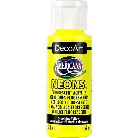 Tinta Acrílica DecoArt Americana Neons 59 ml — Amarelo Abrasador (DHS1)