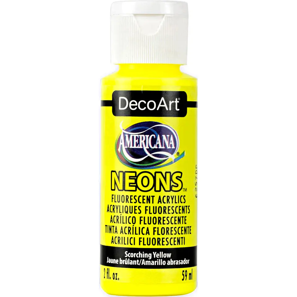 Tinta Acrílica DecoArt Americana Neons 59 ml — Amarelo Abrasador (DHS1) 1