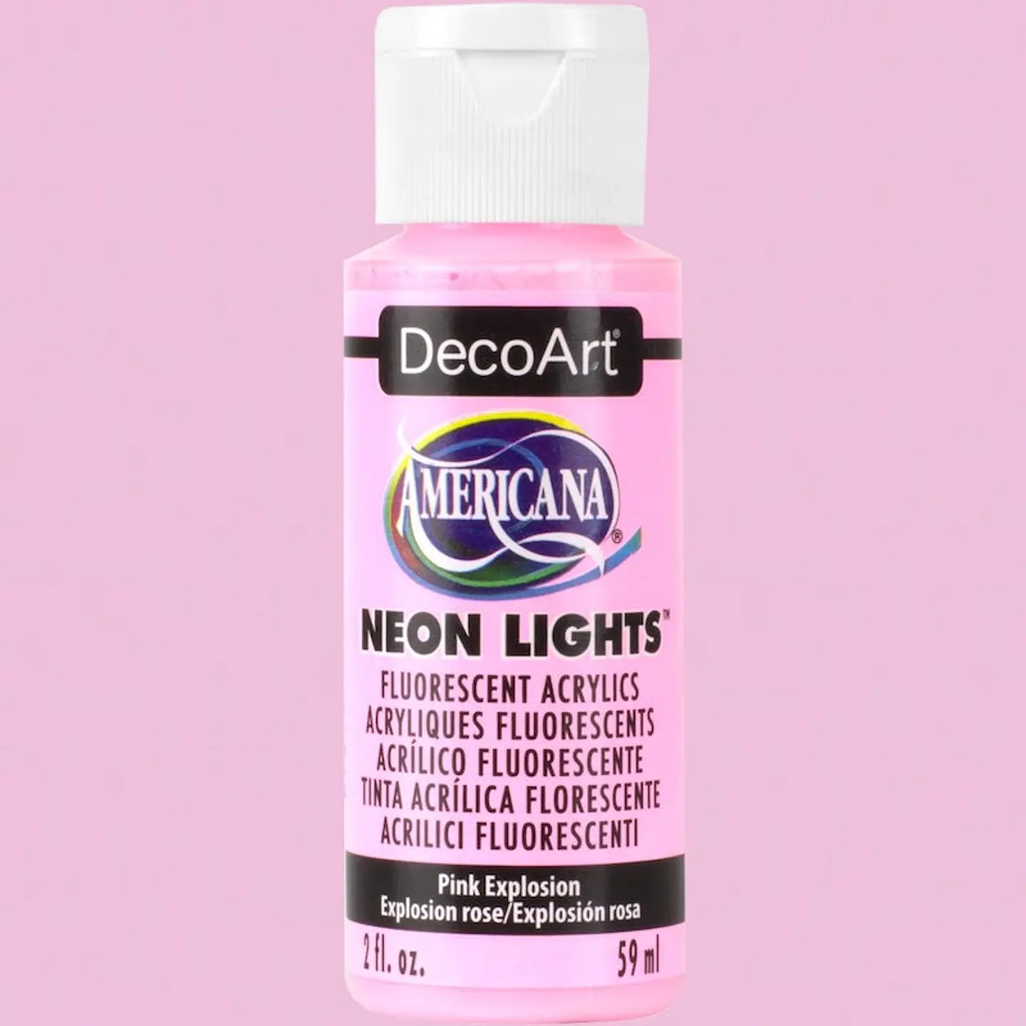Tinta Acrílica DecoArt Americana Neon Lights 59 ml — Rosa Explosivo (DA340) 1