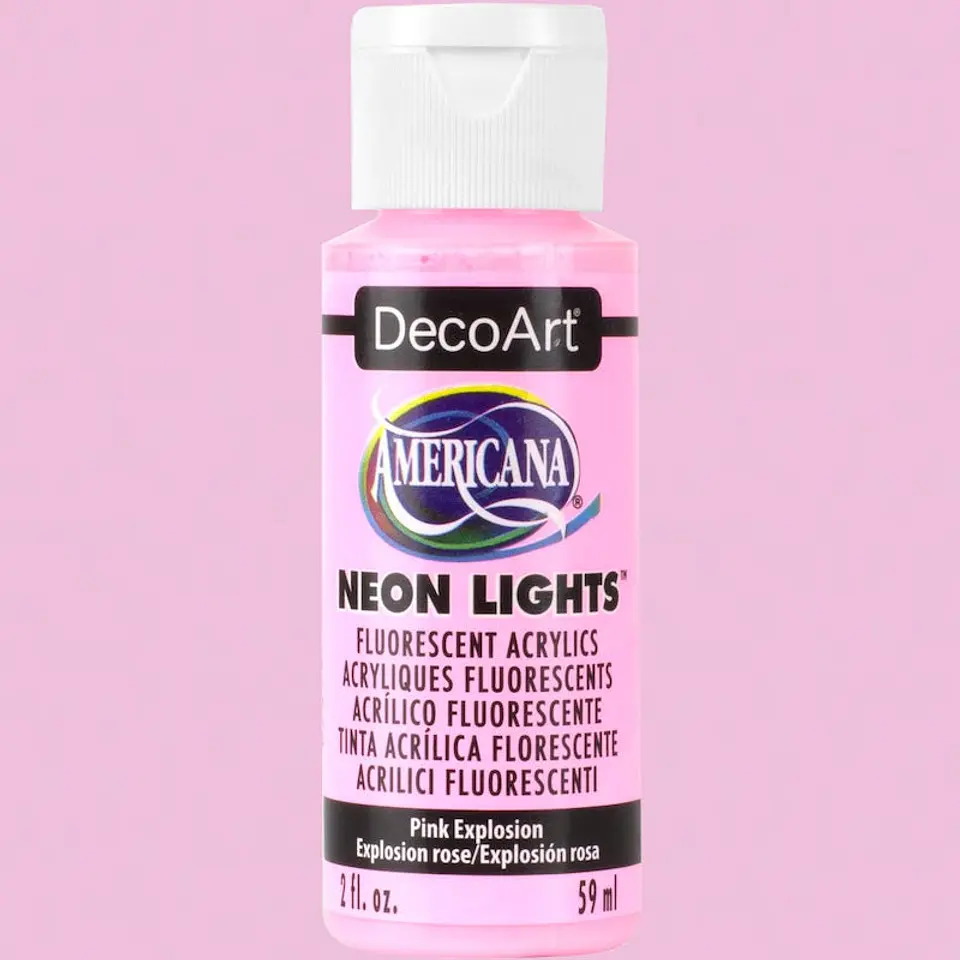 Tinta Acrílica DecoArt Americana Neon Lights 59 ml — Rosa Explosivo (DA340) 1
