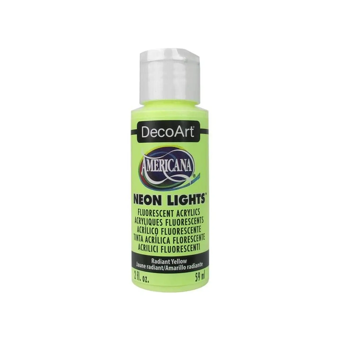 Tinta Acrílica DecoArt Americana Neon Lights 59 ml — Amarelo Radiante (DA342) 1