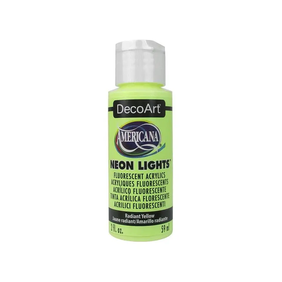 Tinta Acrílica DecoArt Americana Neon Lights 59 ml — Amarelo Radiante (DA342) 1
