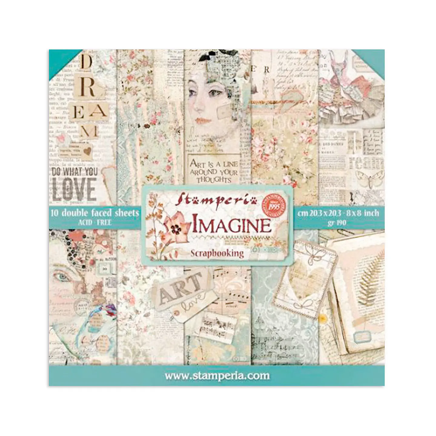 Stamperia — Bloco Scrapbook 20 × 20 cm Imagine (SBBS07) 1