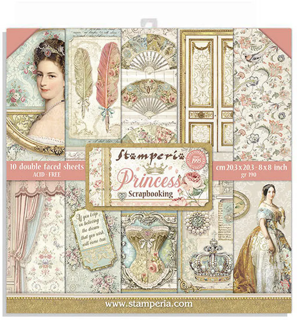 Stamperia — Bloco Scrapbook 20 × 20 cm Princess (SBBS18) 1