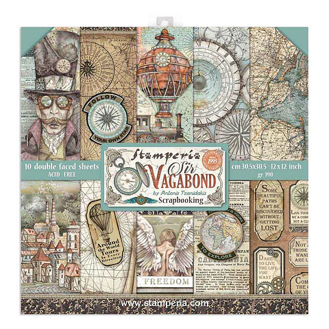 Stamperia — Bloco Scrapbook 20 × 20 cm Sir Vagabond (SBBS25)