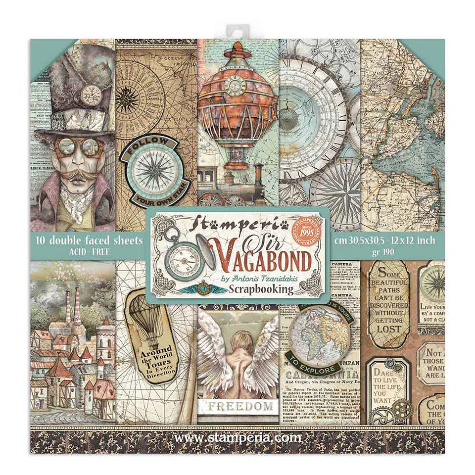 Stamperia — Bloco Scrapbook 20 × 20 cm Sir Vagabond (SBBS25) 1