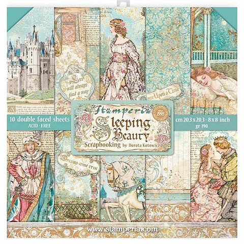 Stamperia — Bloco Scrapbook 20 × 20 cm Sleeping Beauty (SBBS38)