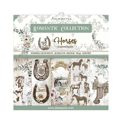 Stamperia — Bloco Scrapbook 20 × 20 cm Romantic Horses (SBBS39)