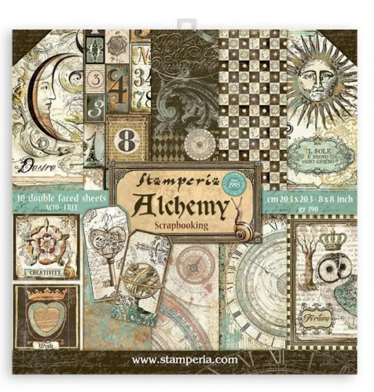 Stamperia — Bloco Scrapbook 20 × 20 cm Alchemy (SBBS51) 1