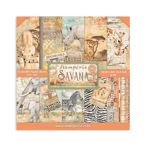 Stamperia — Bloco Scrapbook 20 × 20 cm Savana (SBBS57)