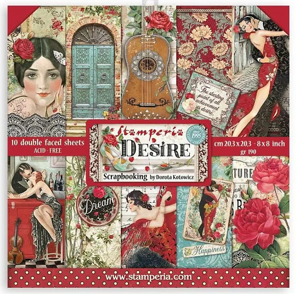Stamperia — Bloco Scrapbook 20 × 20 cm Desire (SBBS66) 1