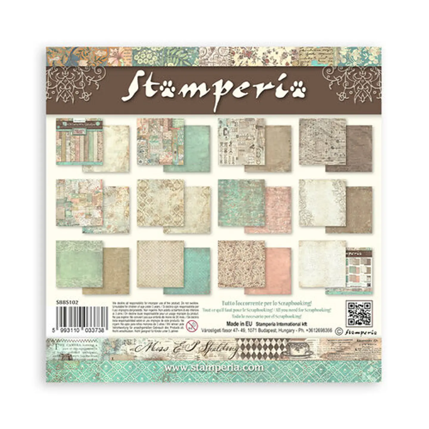 Stamperia — Bloco Scrapbook 20 × 20 cm Brocante Antiques Backgrounds (SBBS102) 2