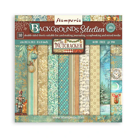 Stamperia — Bloco Scrapbook 20 × 20 cm The Nutcracker Backgrounds (SBBS113)